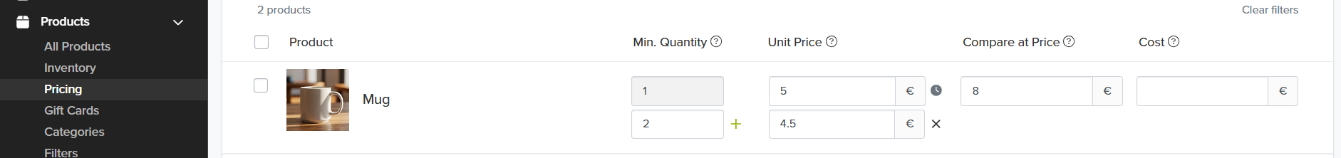 Single volume price