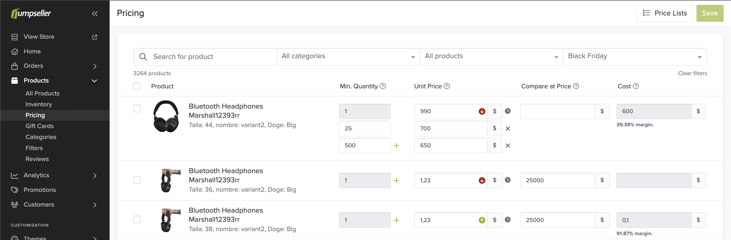 Volume Prices with Price Lists