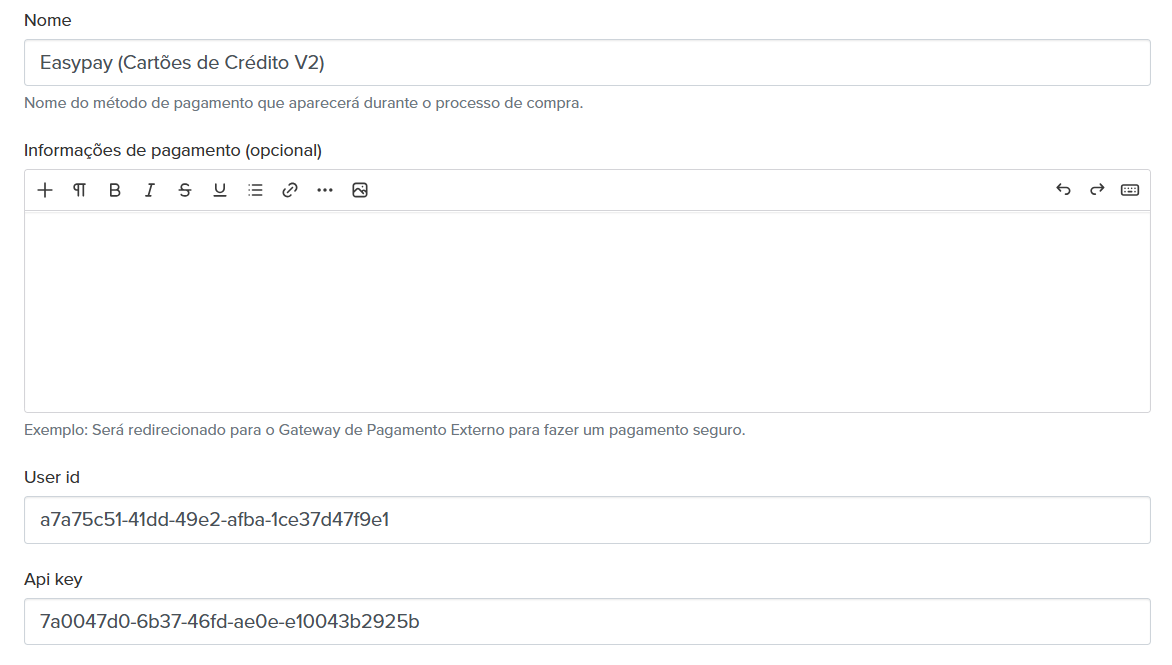 url configuration easypay