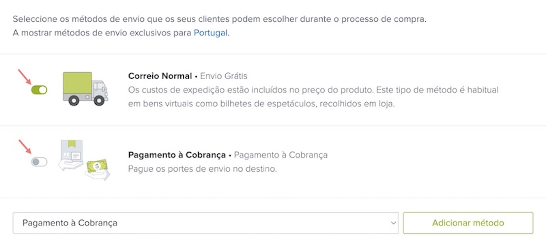 ativar meio de envio