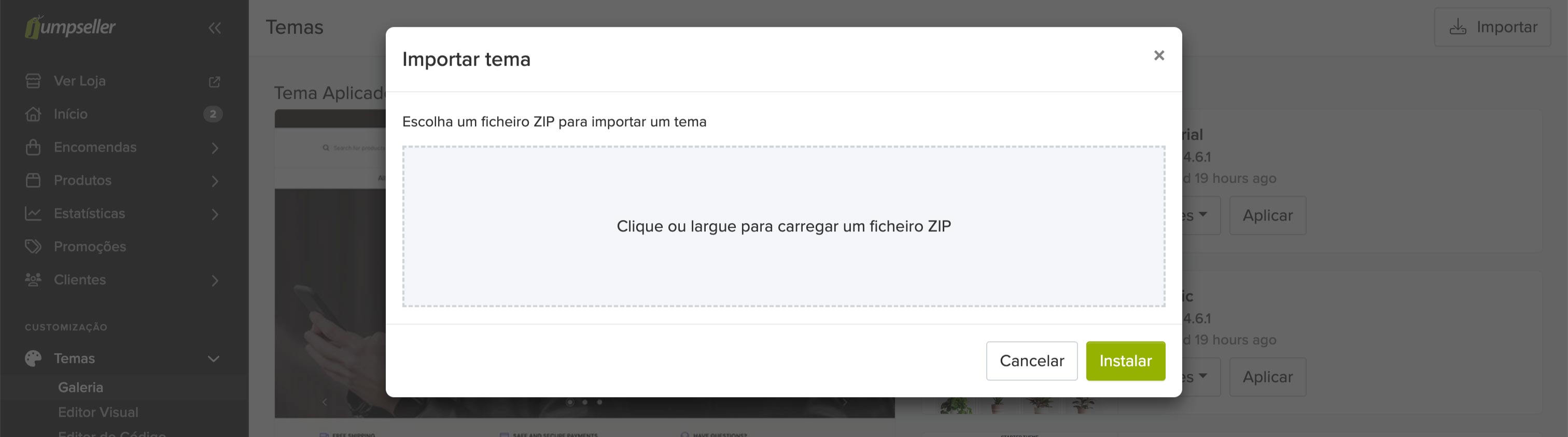 Importar um tema