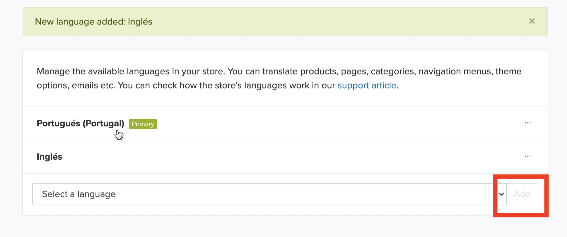 Jumpseller Adicionar Idioma