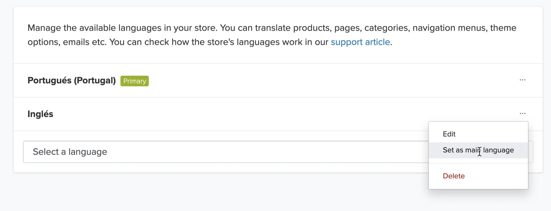 Jumpseller Adicionar Idioma